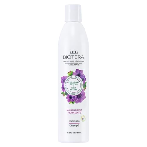 Biotera Moisturizing Shampoo for Dry, Fine Hair - Lightweight Hydration with Coconut & Shea Butter, Restores & Nourishes Moisture, Enhances Shine & Softness, Color-Safe, Vegan, 15.2 Fl Oz
