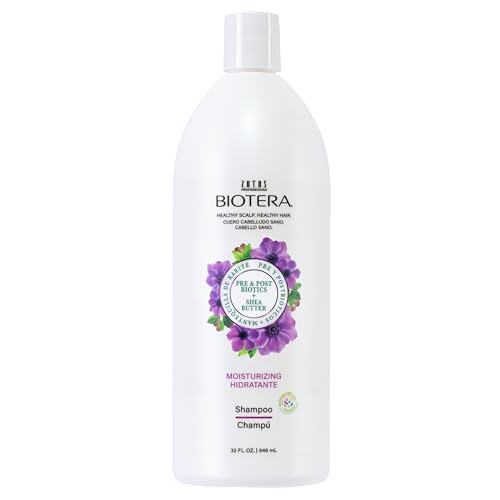 Biotera Moisturizing Shampoo for Dry, Fine Hair - Lightweight Hydration with Coconut & Shea Butter, Restores & Nourishes Moisture, Enhances Shine & Softness, Color-Safe, Vegan, 32 Fl Oz