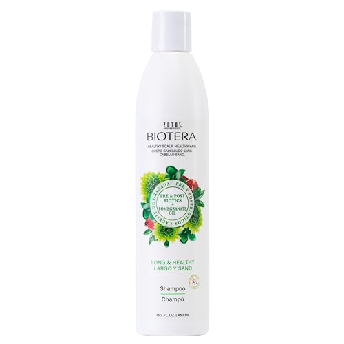 Biotera Strengthening Shampoo for Long, Growing Hair - Strengthens & Reduces Breakage with Coconut & Pomegranate Oil, Enhances Shine & Softness, Color-Safe, Vegan, 15.2 Fl Oz